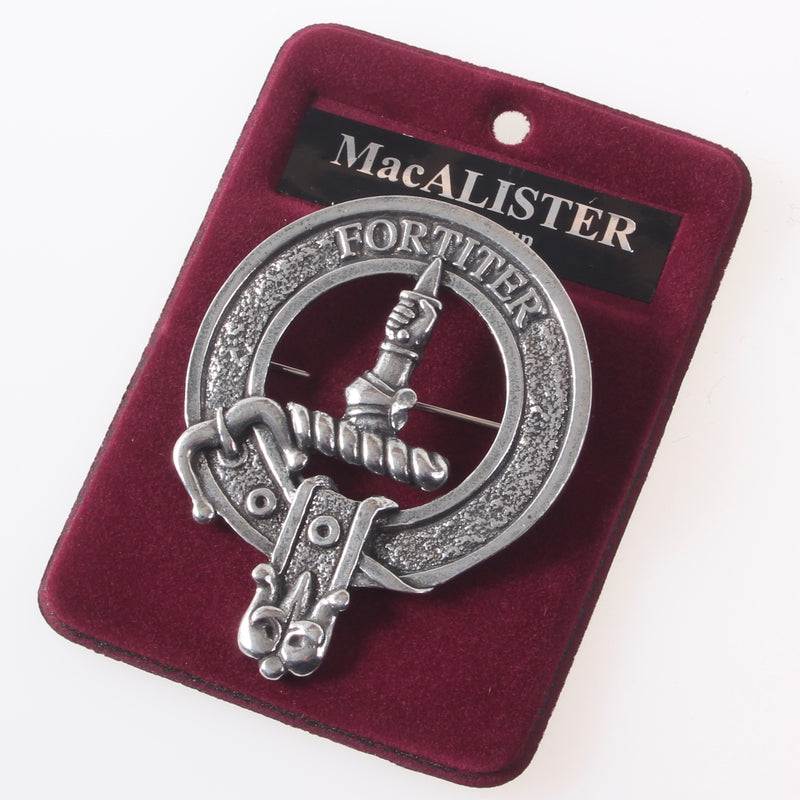 MacAlister Clan Crest Badge in Pewter