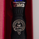 Elegant presentation box of the Hannay Clan Crest Sgian Dubh - Stone Top showcasing the premium quality and craftsmanship.