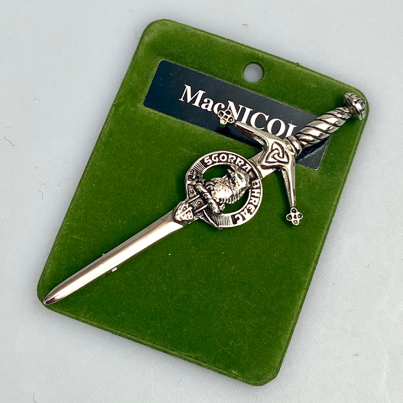 Clan Crest Pewter Kilt Pin with MacNicol Crest