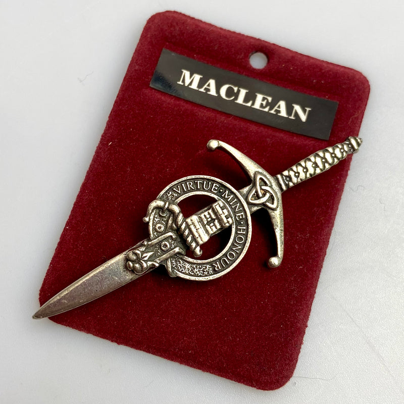 Clan Crest Pewter Kilt Pin with MacLean Crest