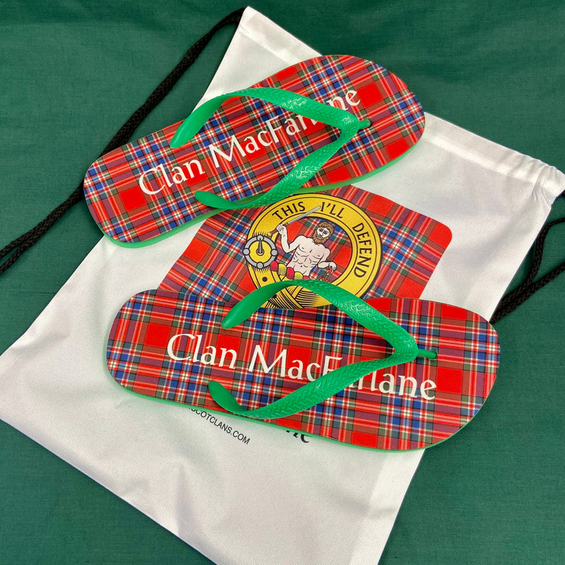 MacFarlane Tartan Flip Flops With Matching Bag