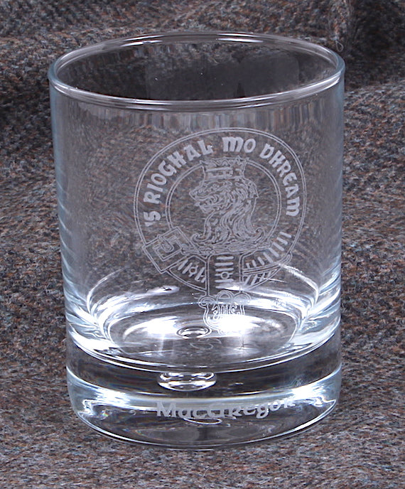 Clan Crest Whisky Glass with MacGregor Crest