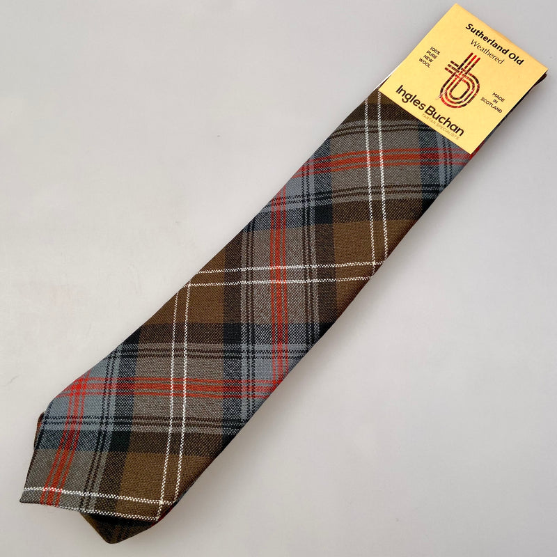Sutherland Old Ancient Clan Tartan Tie - 100% Wool, Traditional Scottish Design, Dry Clean Only