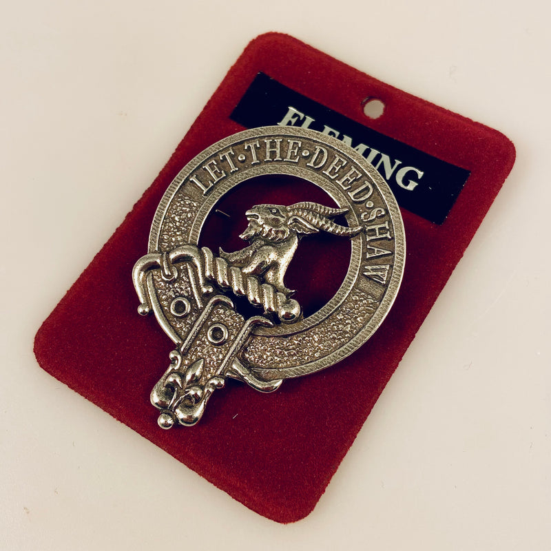 Fleming Clan Crest Badge in Pewter