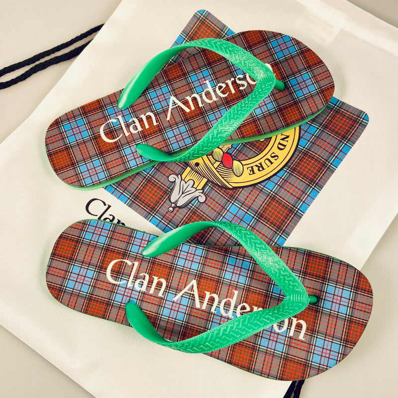 Anderson Tartan Flip Flops With Matching Bag