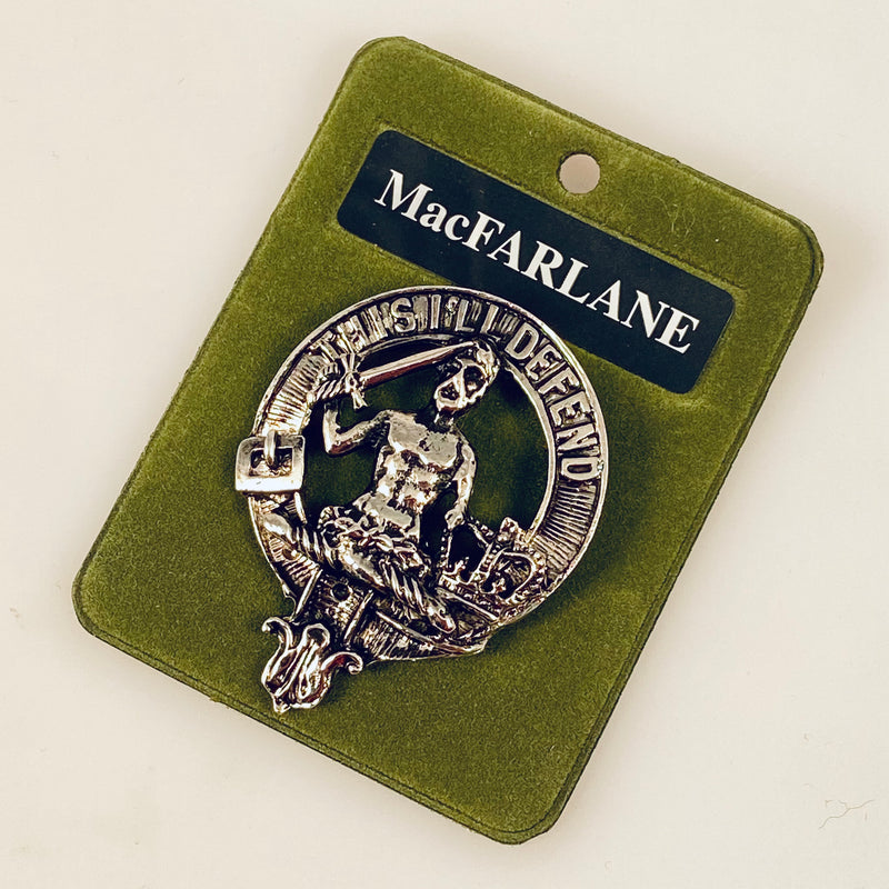 MacFarlane Clan Crest Badge in Pewter