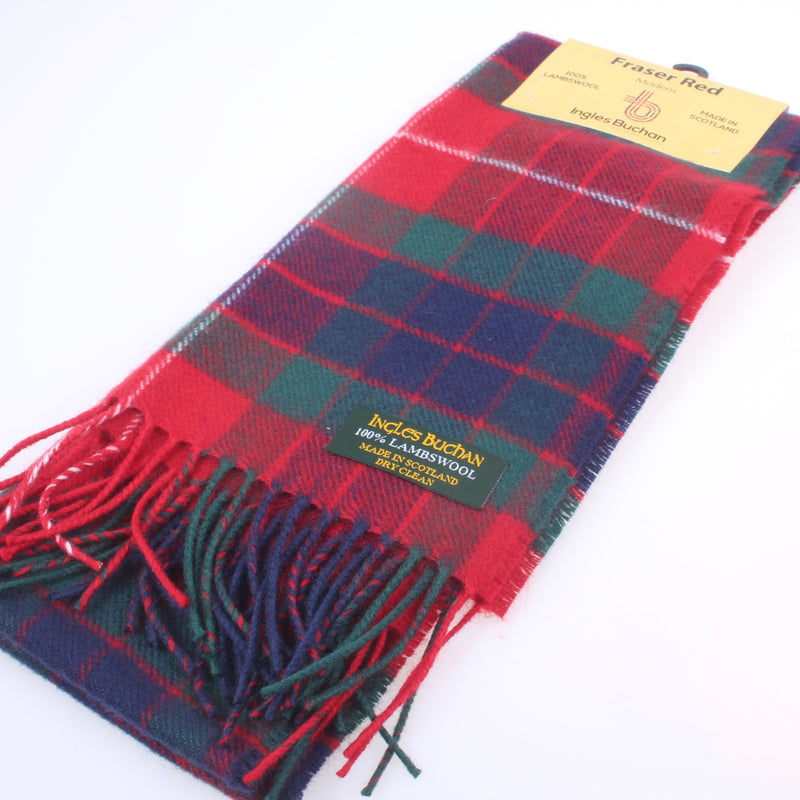 Fraser Red Modern Tartan Lambswool Scarf