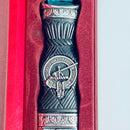 Presentation box of the MacMillan Clan Crest Sgian Dubh, emphasizing its beautiful packaging and authenticity as a hand-made Scottish piece.
