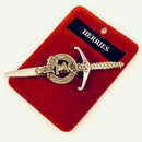 Clan Crest Pewter Kilt Pin with Herries Crest showcasing a traditional Scottish design in antique palladium finish.