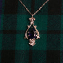 Teardrop Pendant by Art Pewter featuring a Victorian style design with cut glass colored stone, approximately 38mm high.