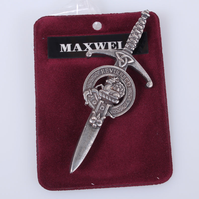 Clan Crest Pewter Kilt Pin with Maxwell Crest