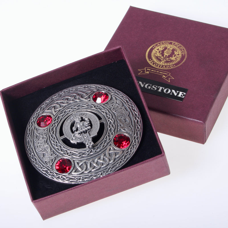 Livingstone Clan Crest Pewter Plaid Brooch