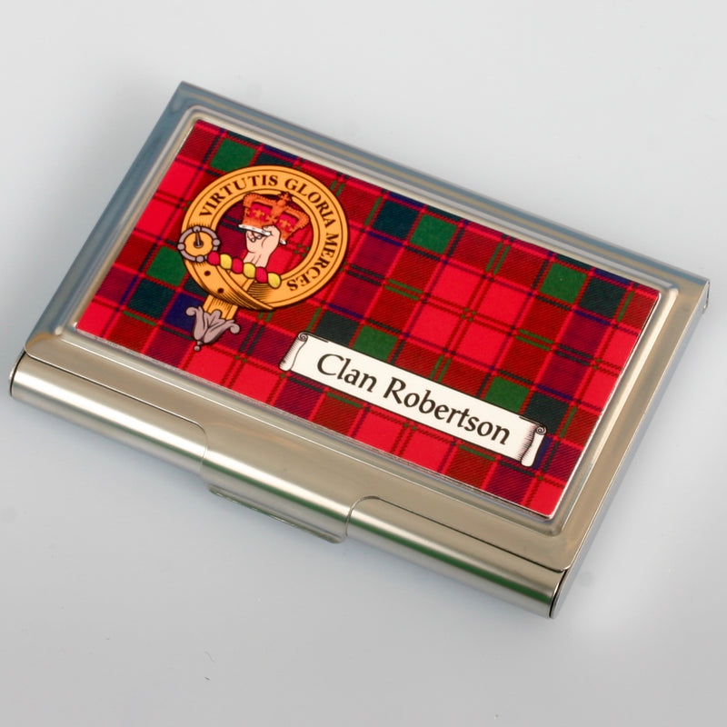 Robertson Clan Crest and Tartan Business Card Case
