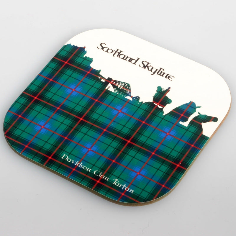 Scotland Skyline in Tartan Mug & Coaster Set