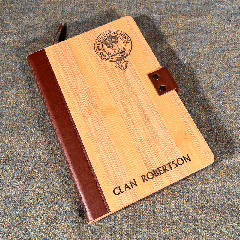 Robertson Clan Crest Luxury Bamboo Covered Notebook