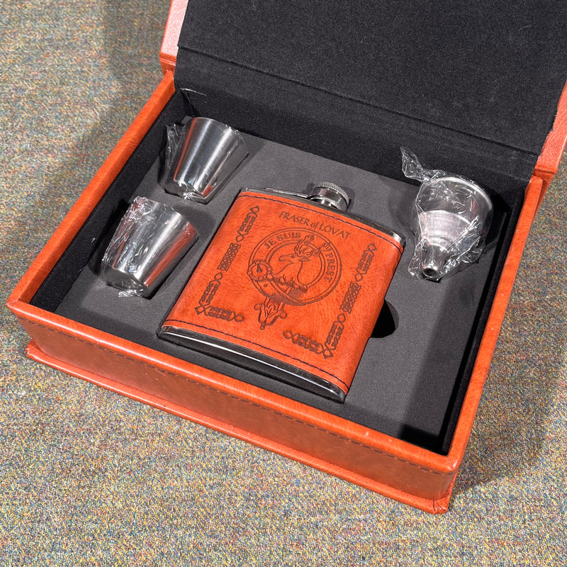 Clan Crest Hip Flask Gift Set - Boxed
