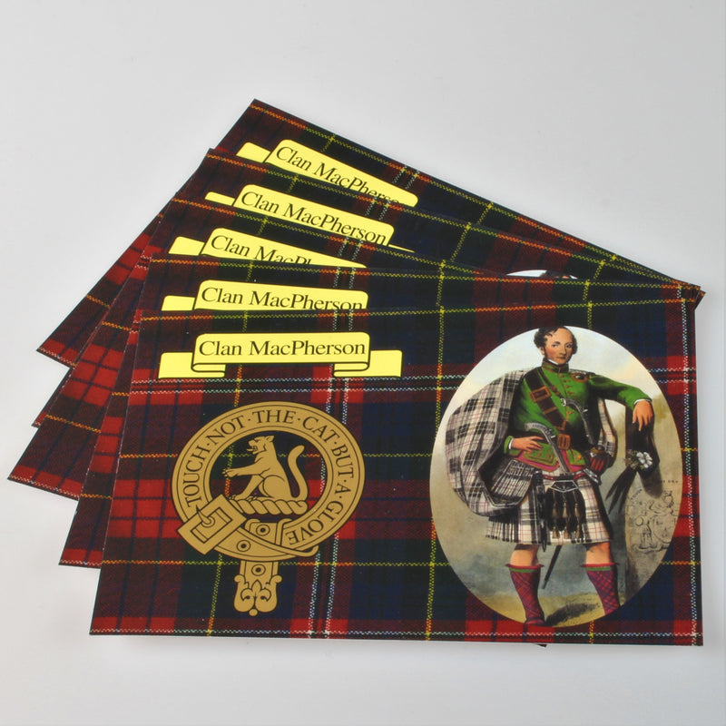 MacPherson Clan Crest and Tartan Postcard 5 pack (to clear)