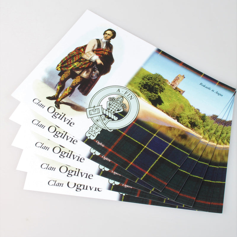 Ogilvie Clan Crest and Tartan Postcard 5 pack (to clear)