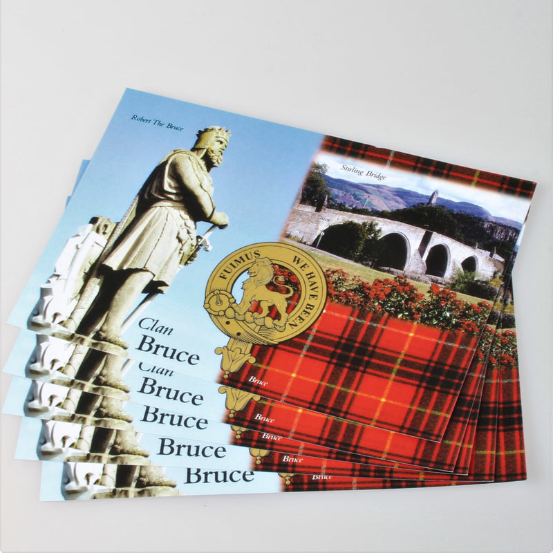 Bruce Clan Crest and Tartan Postcard 5 pack (to clear)