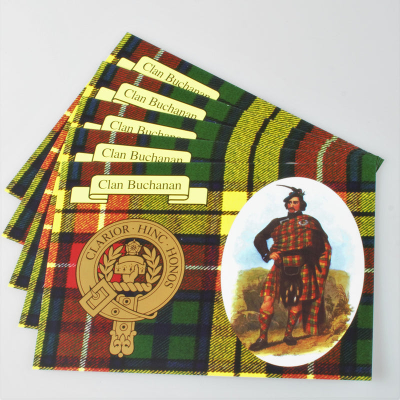 Buchanan Clan Crest and Tartan Postcard 5 pack (to clear)