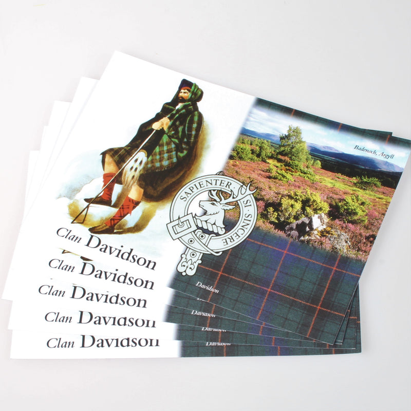 Davidson Clan Crest and Tartan Postcard 5 pack (to clear)