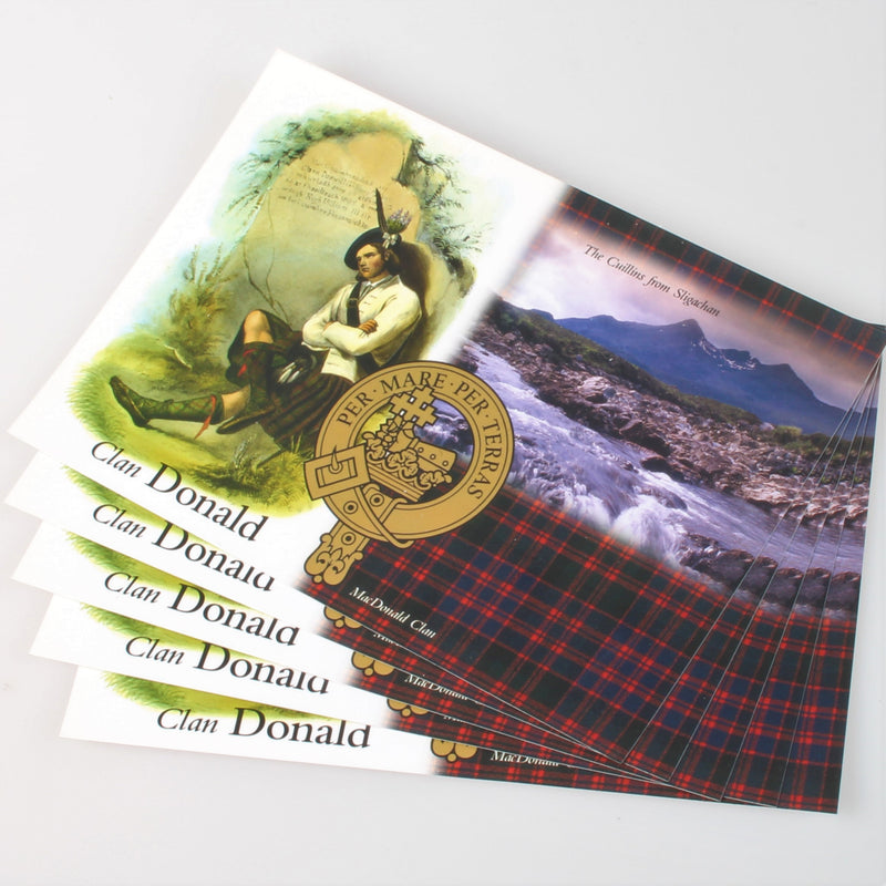 Donald Clan Crest and Tartan Postcard 5 pack (to clear)