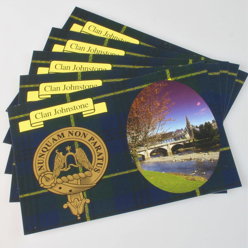 Johnstone Clan Crest and Tartan Postcard 5 pack (to clear)