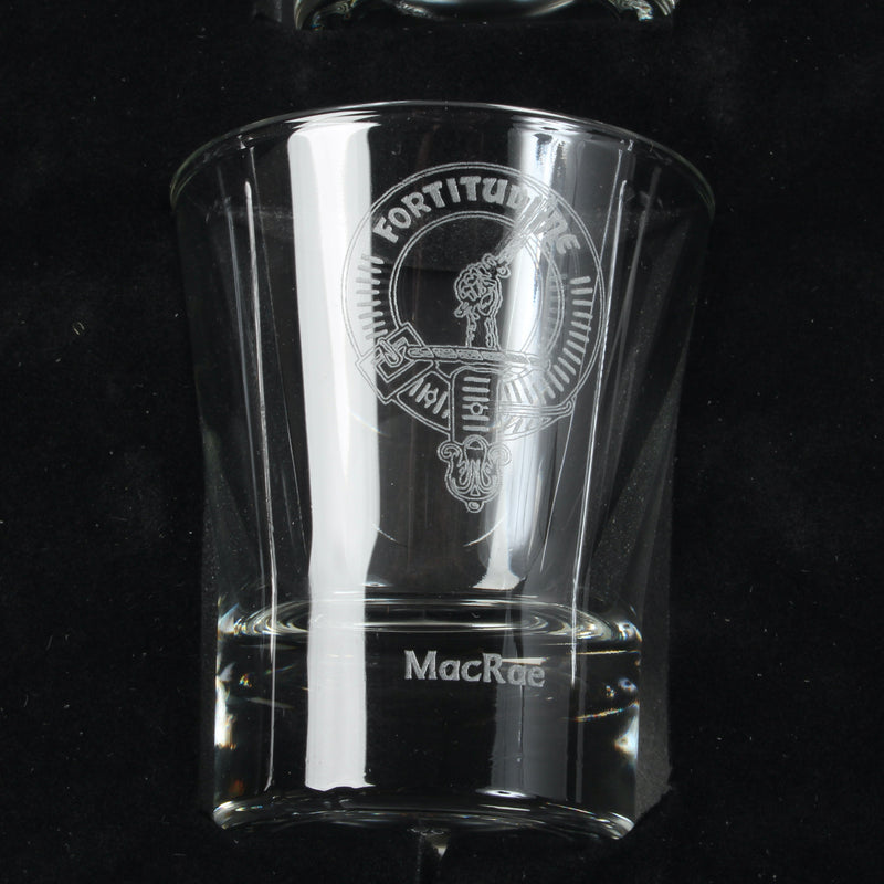 Clan Crest Dram Glass Set of 6 with MacRae Crest