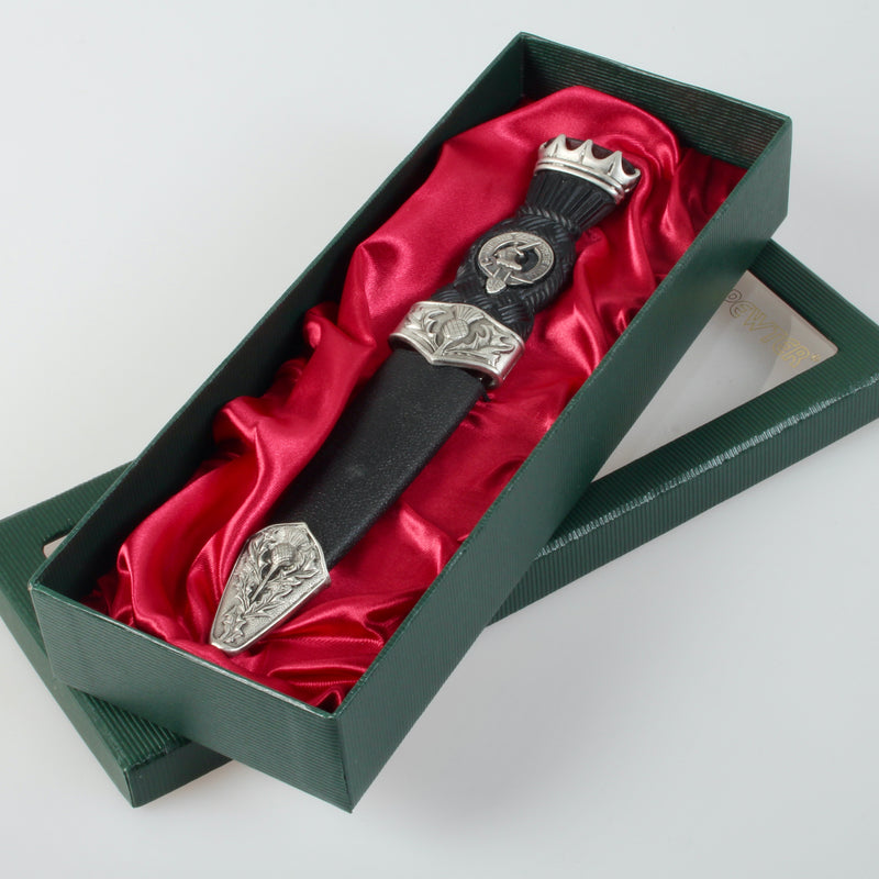 MacMillan Clan Crest Stone Top Thistle Design Sgian Dubh