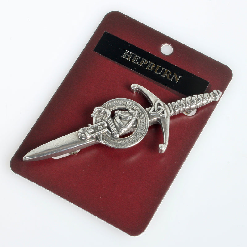 Clan Crest Pewter Kilt Pin with Hepburn Crest