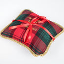 Tartan Ring Cushion with Custom Embroidery