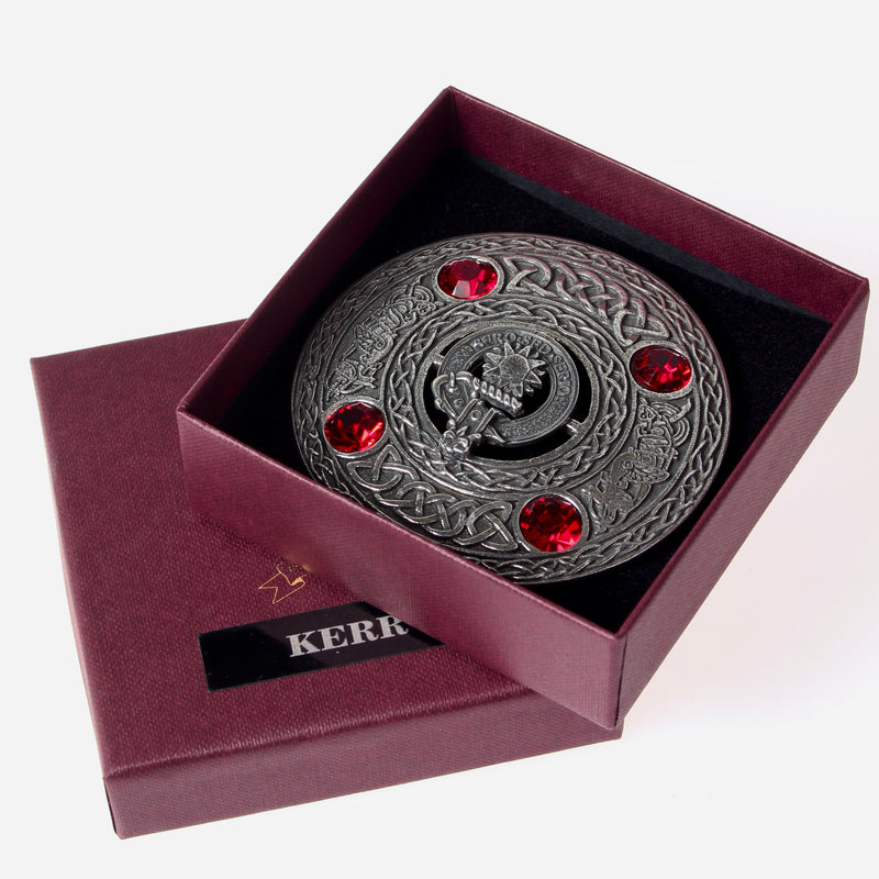 Kerr Clan Crest Pewter Plaid Brooch