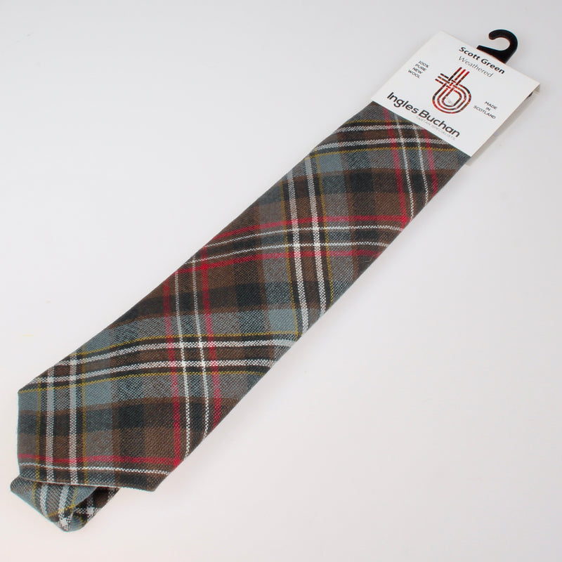 Pure Wool Tie in Scott Green Weathered Tartan