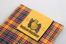 Wool Tartan Pocket Square in Jacobite Tartan by Ingles Buchan, showcasing its rich color and intricate design, perfect for adding a touch of Scottish heritage to formal outfits.