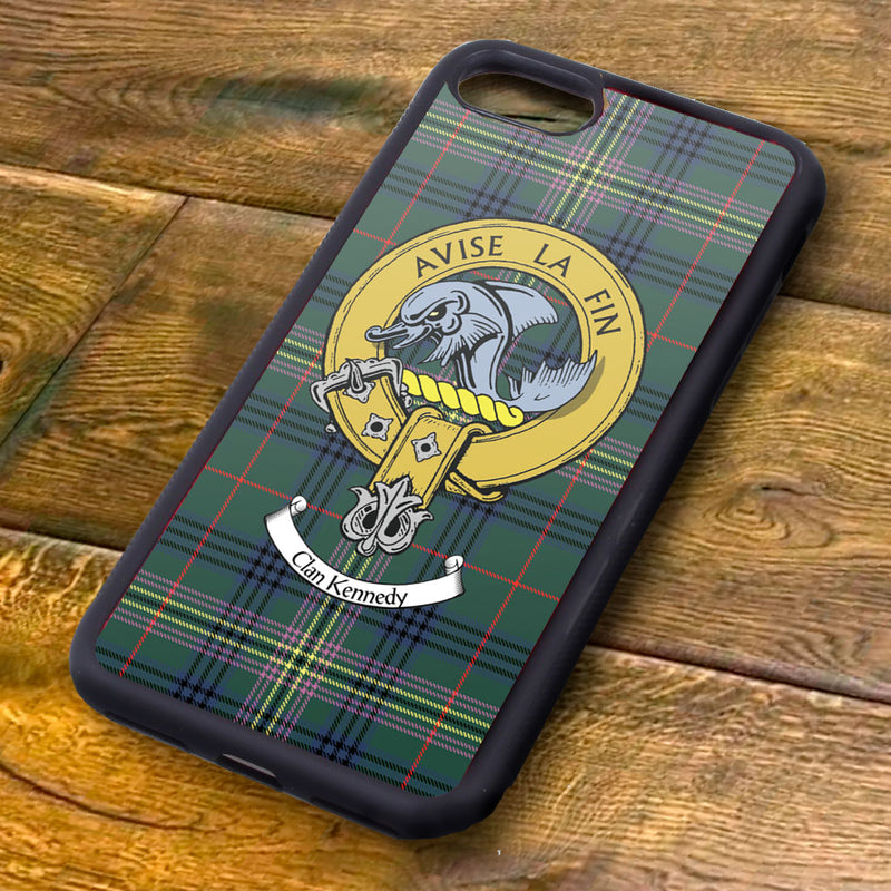 Kennedy Tartan and Clan Crest iPhone Rubber Case