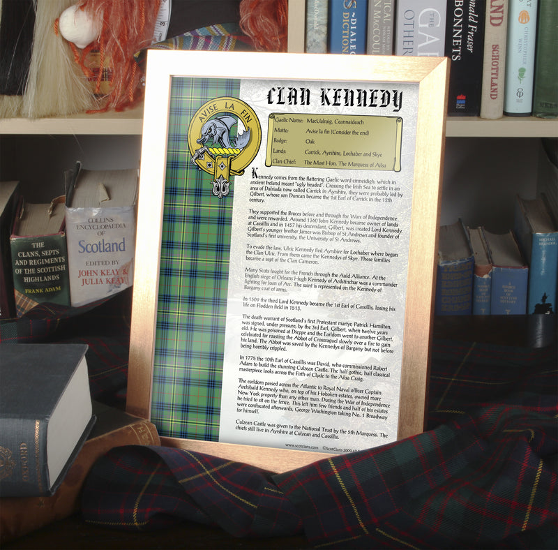 Kennedy Clan History Print - Choose Framed or Unframed