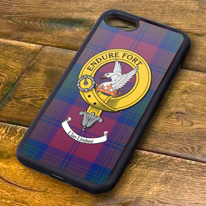 Lindsay Tartan and Clan Crest iPhone Rubber Case
