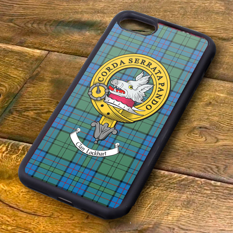Lockhart Tartan and Clan Crest iPhone Rubber Case