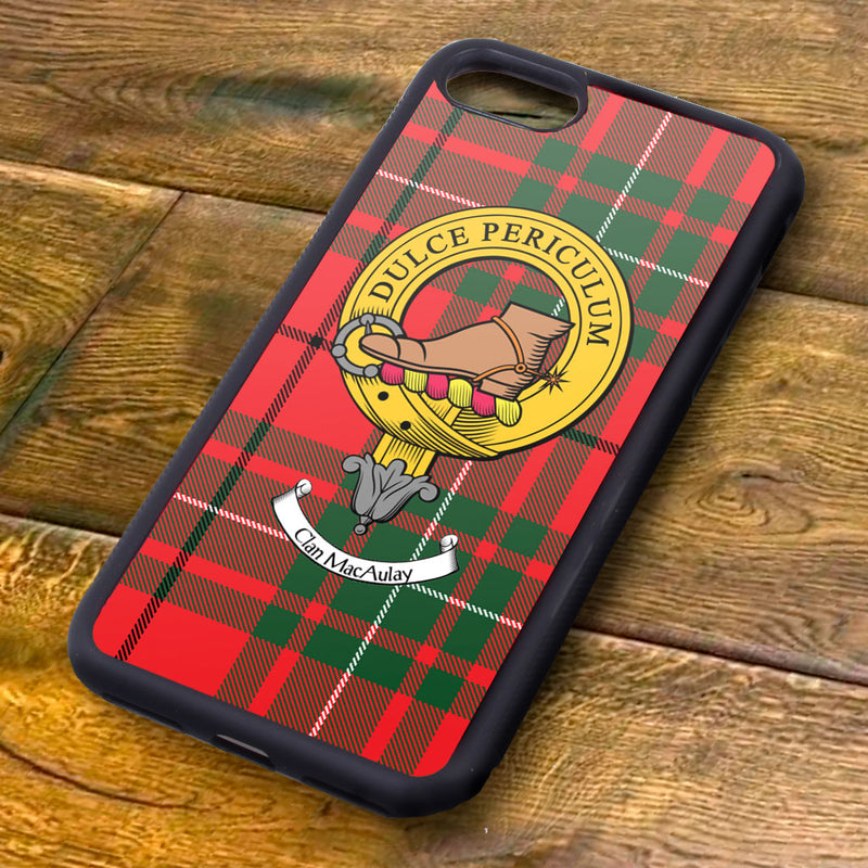 MacAulay Tartan and Clan Crest iPhone Rubber Case