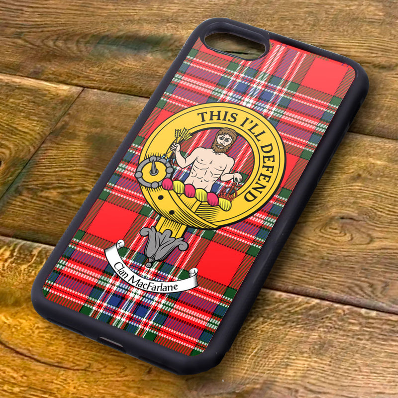 MacFarlane Tartan and Clan Crest iPhone Rubber Case
