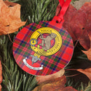 MacGillivray Clan Crest and Tartan Metal Christmas Ornament featuring unique designs, perfect for showcasing your heritage during the holidays.