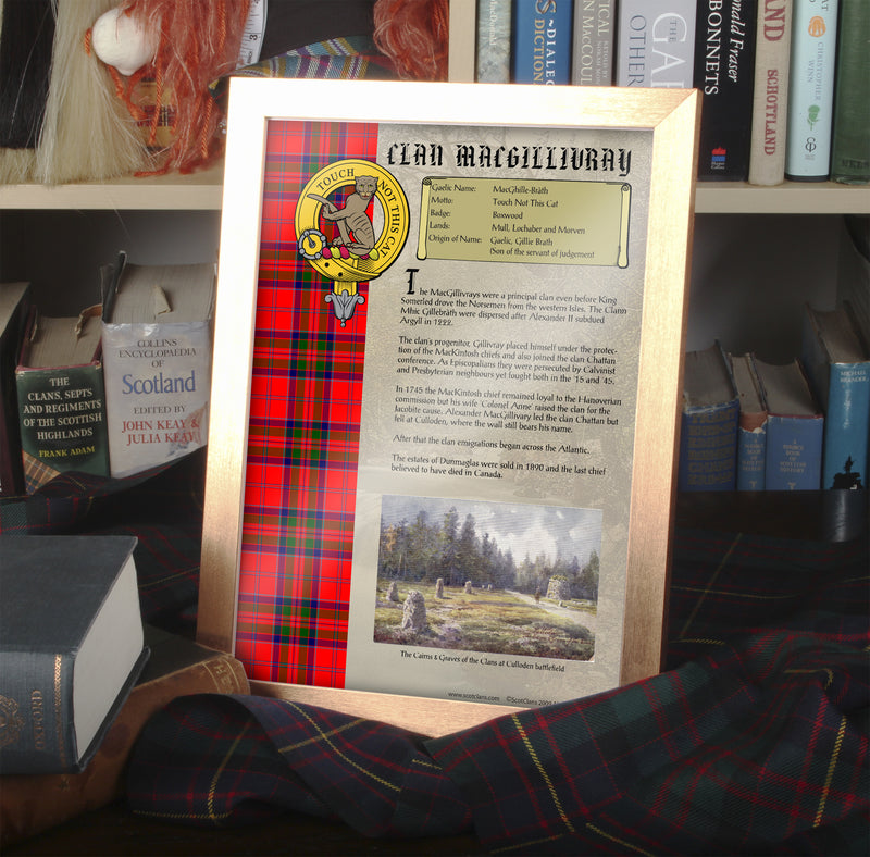 MacGillivray Clan History Print - Choose Framed or Unframed.