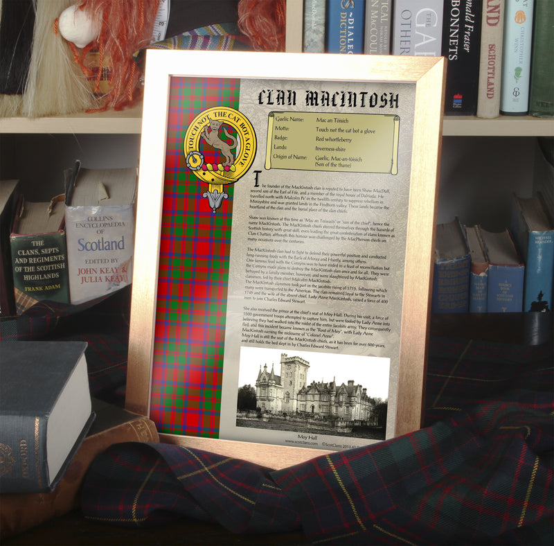 MacIntosh Clan History Print - Choose Framed or Unframed.