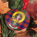 MacIntyre Clan Crest and Tartan Metal Christmas Ornament showcasing Scottish heritage, perfect for holiday decor with 6 available styles.