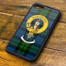 MacKay Tartan and Clan Crest iPhone Rubber Case showcasing Scottish heritage for iPhone 5 and onwards, featuring a robust aluminum back for protection and a personalized touch.