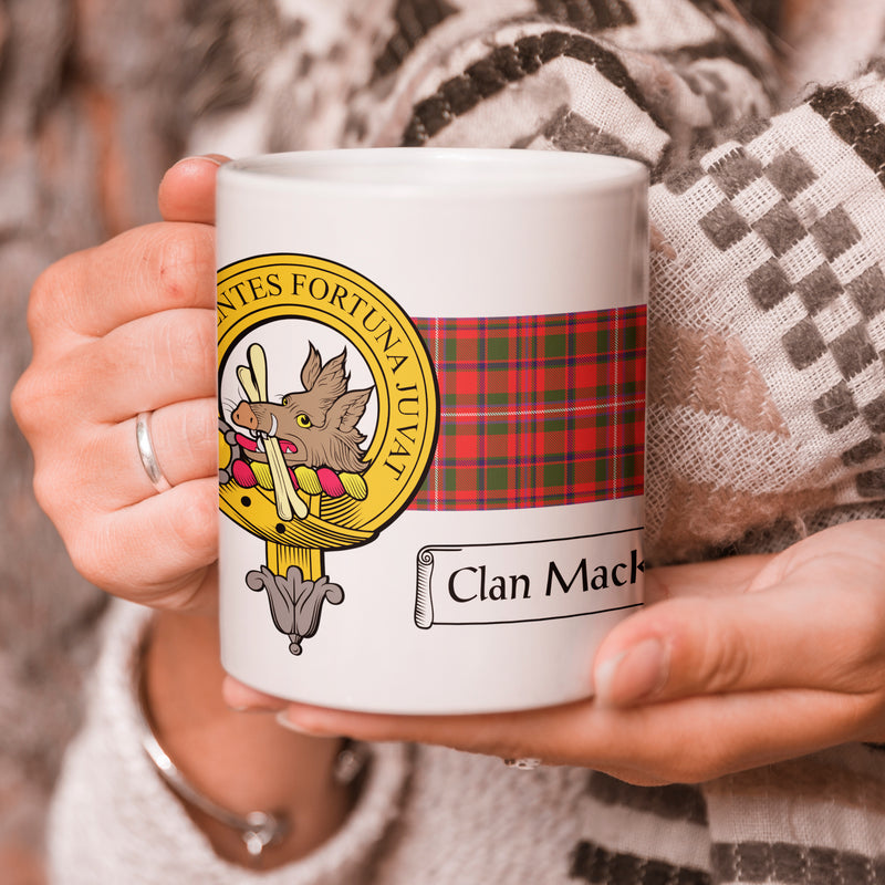 MacKinnon Clan Crest and Tartan Mug