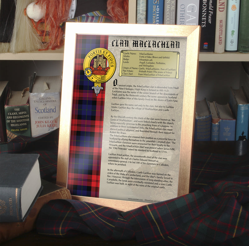 MacLachlan Clan History Print - Choose Framed or Unframed.
