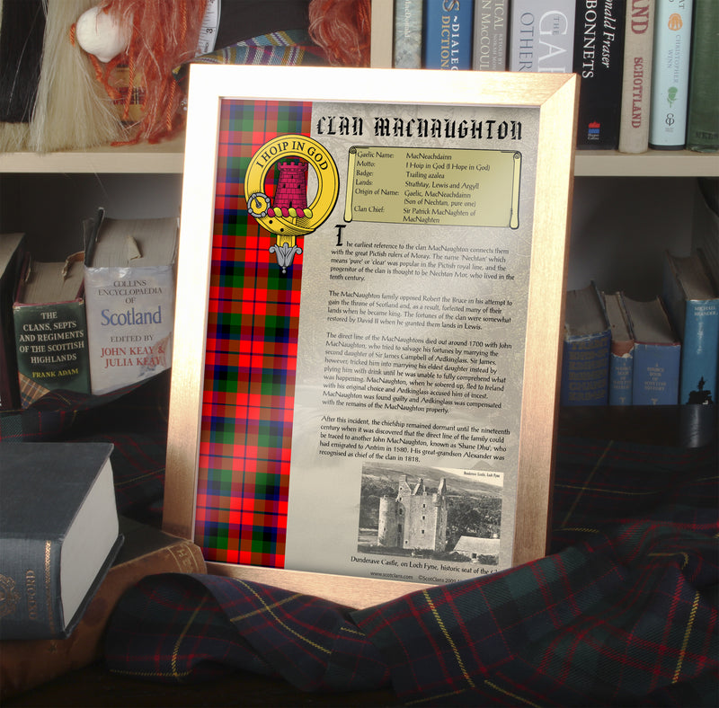 MacNaughton Clan History Print - Choose Framed or Unframed