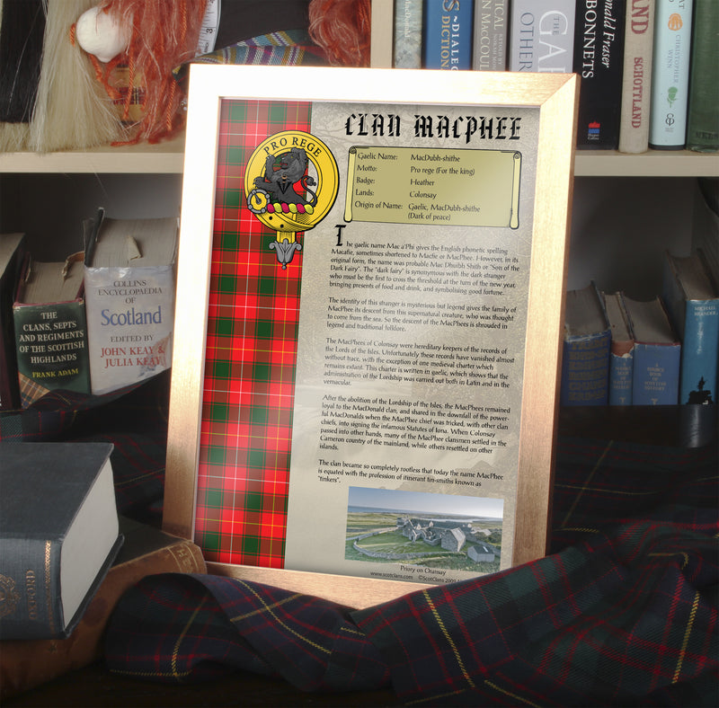 MacPhee  / MacFie Clan History Print - Choose Framed or Unframed
