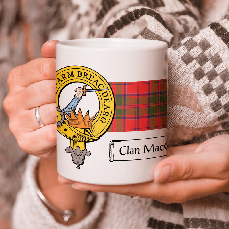 MacQuarrie Clan Crest and Tartan Mug